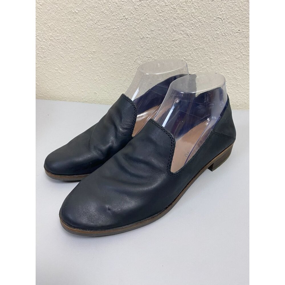 Lucky Brand Women Cahill Leather Flat Loafer Size 7.5 Black Ballet Shoes Capsule
